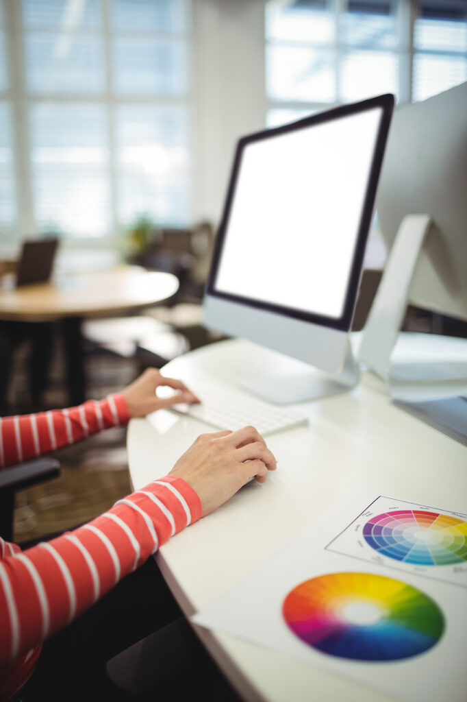 graphic designer working at her desk